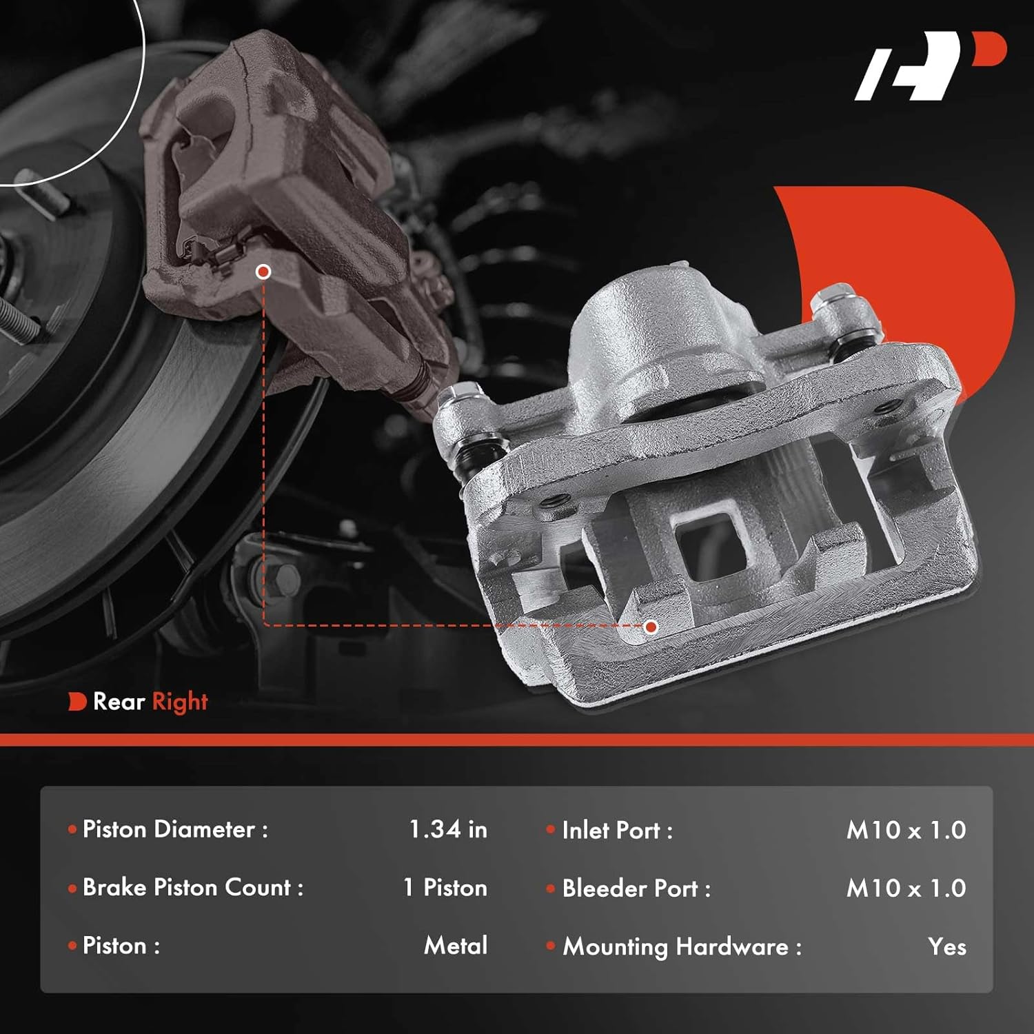 A-Premium Disc Brake Caliper Assembly with Bracket Compatible with Select Hyundai and Kia Models - Sonata, XG300, Optima, XG350, Magentis, L4 2.4L, V6 2.5L, V6 2.7L/3.0L - Rear Right Passenger Side