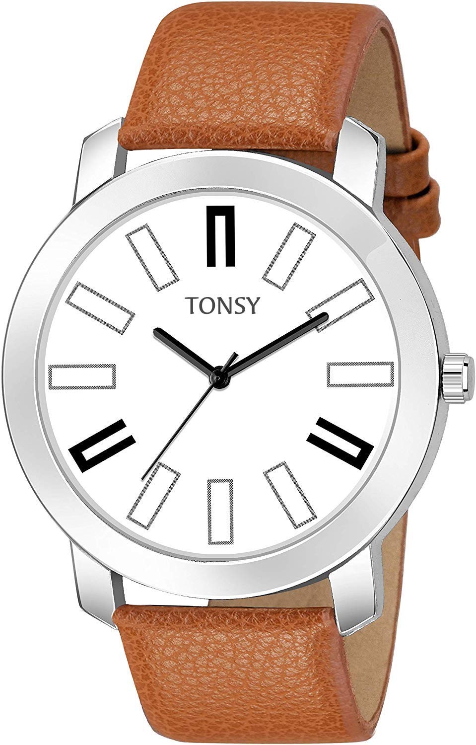 TONSY Casual Analogue White Dial Brown Leather Strap Watch for Men & Boys (B07JQ11YJL) Amazon Price History, Amazon Price Tracker