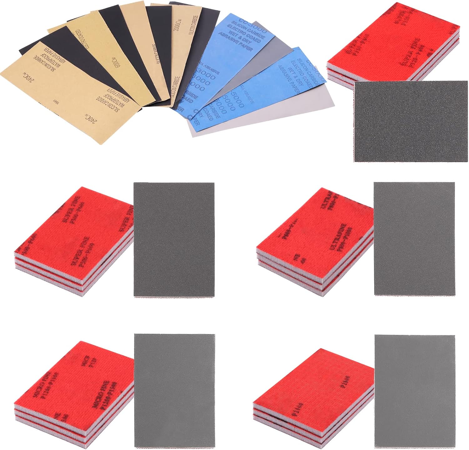 Rustark 32Pcs 5 Sizes 3202500 Grit Sanding Sponges Ultra
