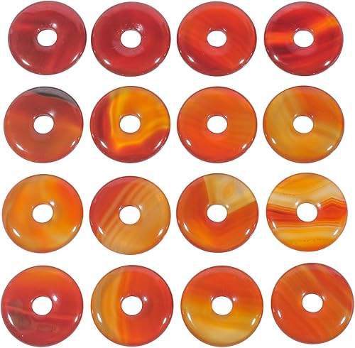 Miniatura 7 de Loveliome Dijes de cristal en forma de dona, 3 piezas de amuleto de moneda de la suerte con agujero grande, círculo de paz, colgante de cristal