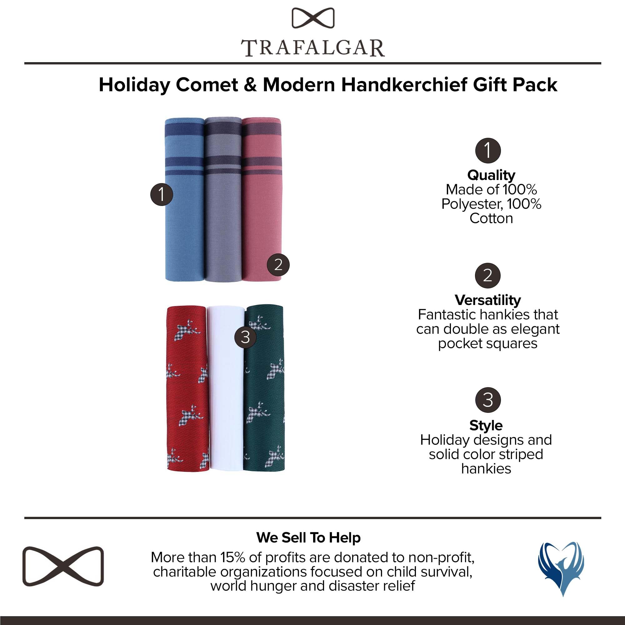 Trafalgar Men's Holiday Comet & Modern Handkerchief Gift Pack, Multiple