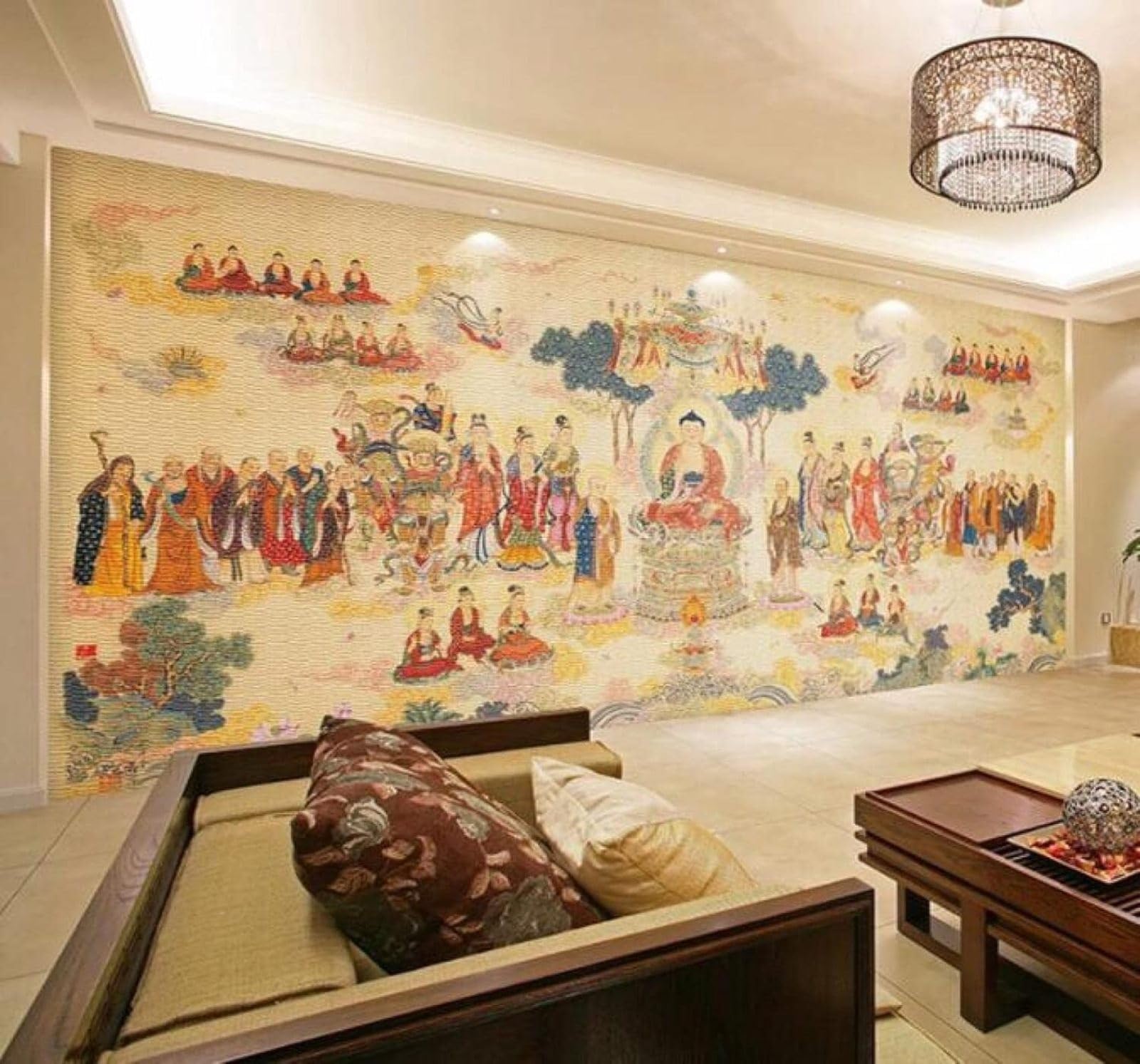 XLMING Large Vintage Buddha Statue Religious Zen 3D Wallpaper Luxury Home Dining Decor Paste Sofa Living Room The Wall for Bedroom Mural-430cm×300cm
