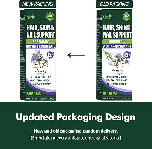 Miniatura 4 de Gotas para el crecimiento del cabello, la piel y las uñas con hierba de cola de caballo, romero y biotina para la pérdida del cabello y la salud de