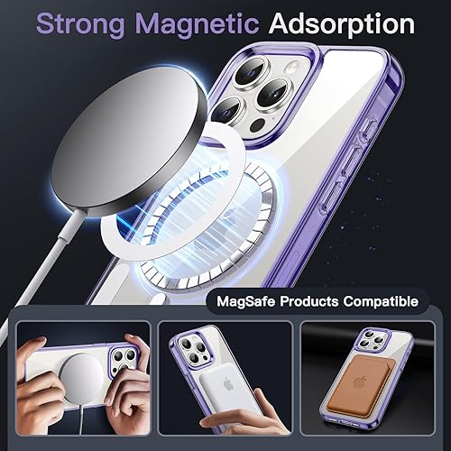 Miniatura 10 de JETech Funda magnética para iPhone 15 Pro Max de 6.7 pulgadas, compatible con carga inalámbrica MagSafe, a prueba de golpes, parte trasera