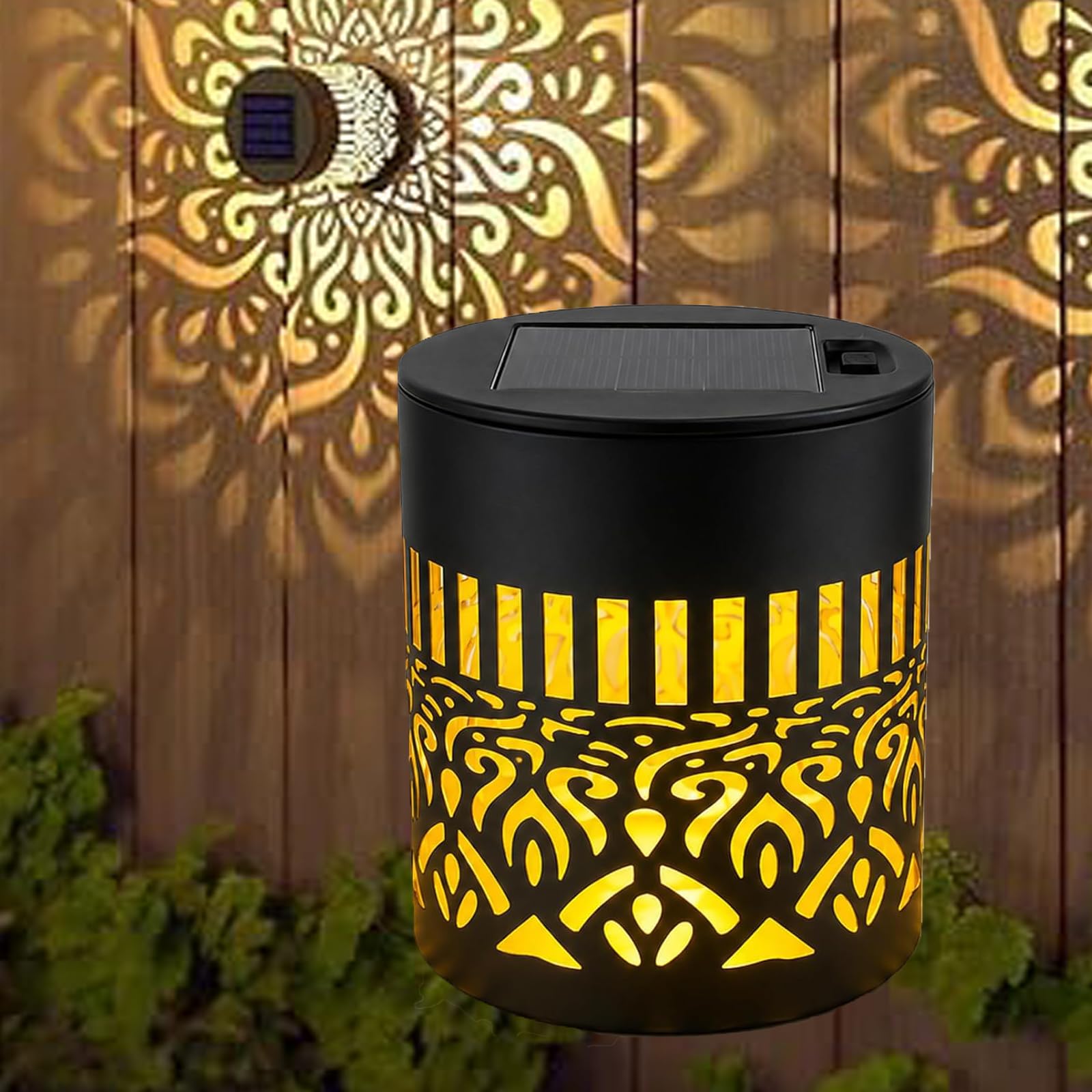 Solar Mandala Projector Light, Decorative Solar Mandala Lights, Seven-Color Changing Mandalas Projection Wall Light for Yard Garden Post Patio Backyard Decor (A02,1Pcs)