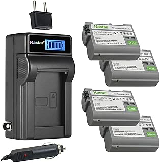 Kastar 4-Pack EN-EL15a Battery and LCD AC Charger Compatible with Nikon EN-EL15 EN-EL15a EN-EL15b MH25, Nikon Battery Grip MB-D11, MB-D12, MB-D14, MB-D15, MB-D16, MB-D18