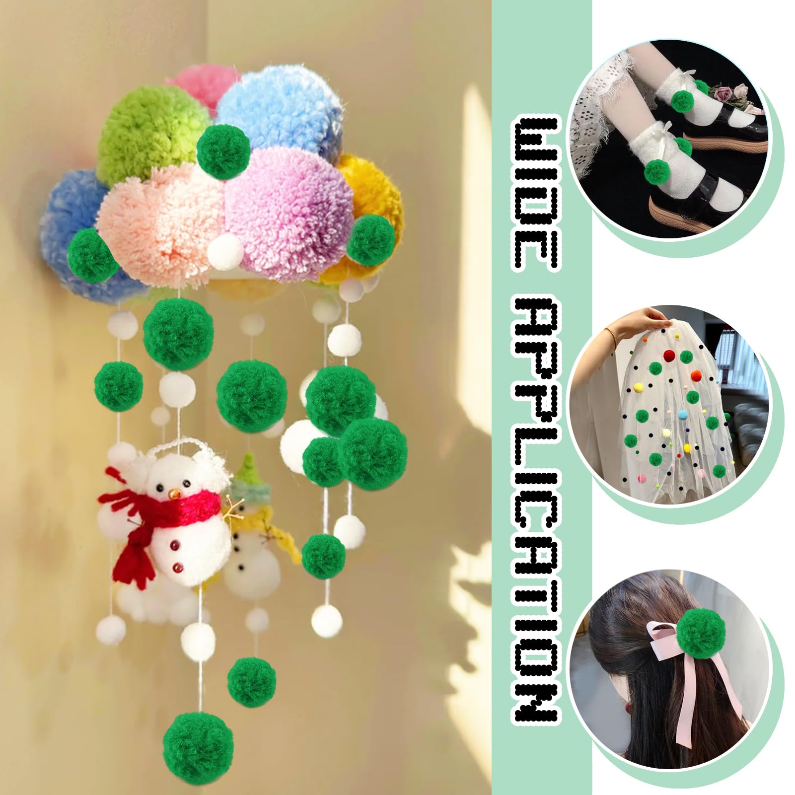 Kerst pompoms - groen/wit/rood - set van 30
