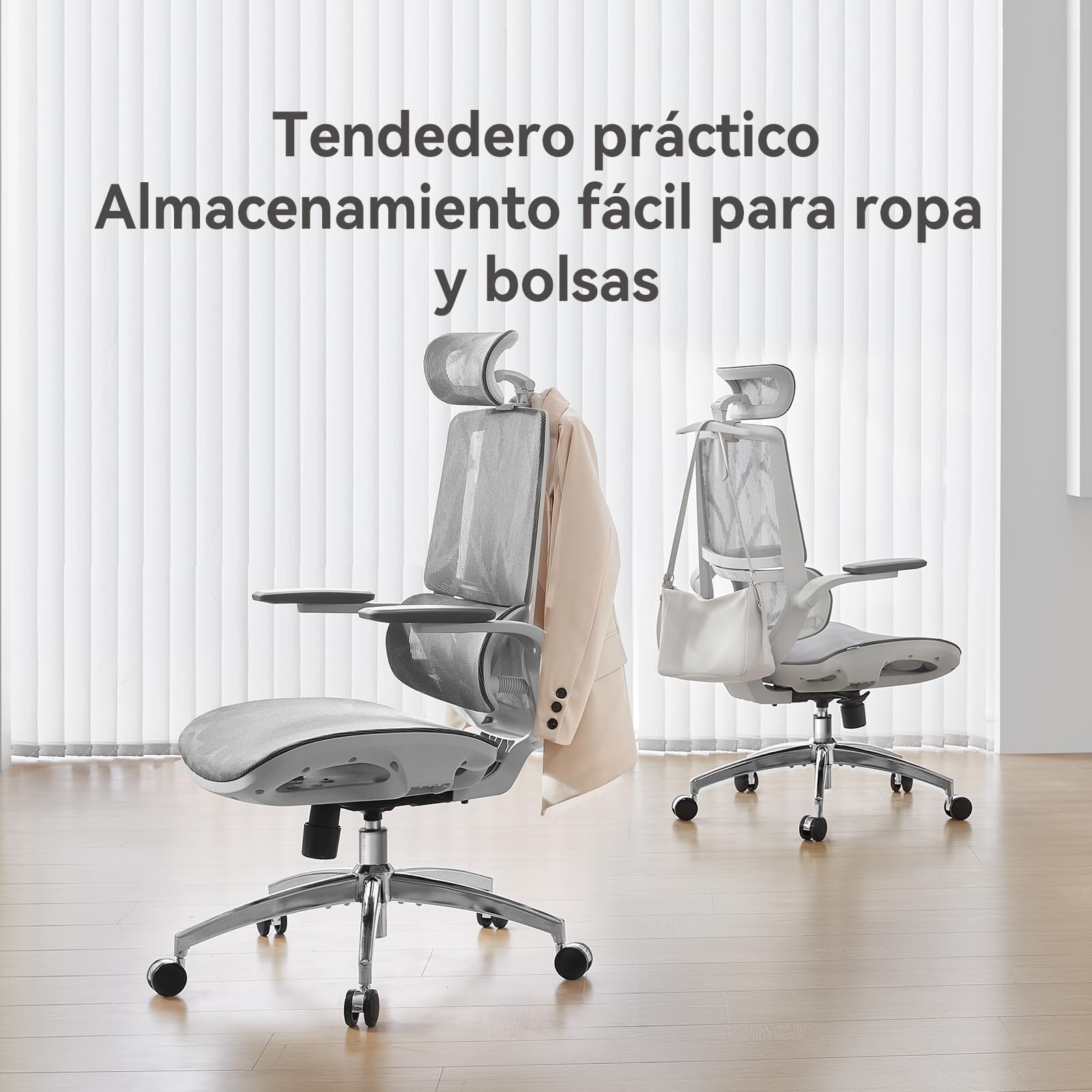 SIHOO M59AS Silla de Oficina Ergonómica con Reposabrazos 3D Plegables, Respaldo Doble y Soporte Lumbar Dinámico, Silla de Malla para Oficina en Casa(Gris) | Reposabrazos 3D Abatibles, Malla Totalmente Transpirable, Base de Aluminio Reforzada, 150kg, Comod