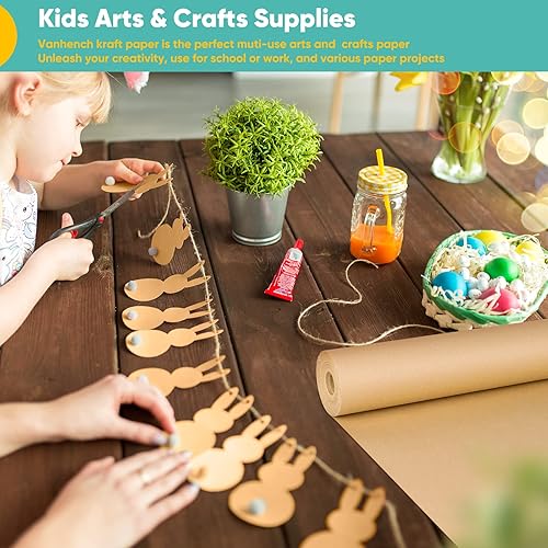 Miniatura 2 de Vanhench Papel de regalo de 15 x 450 pulgadas y 17.8 x 1200 pulgadas, rollo de papel de regalo, papel para manualidades, rollo de papel kraft, papel
