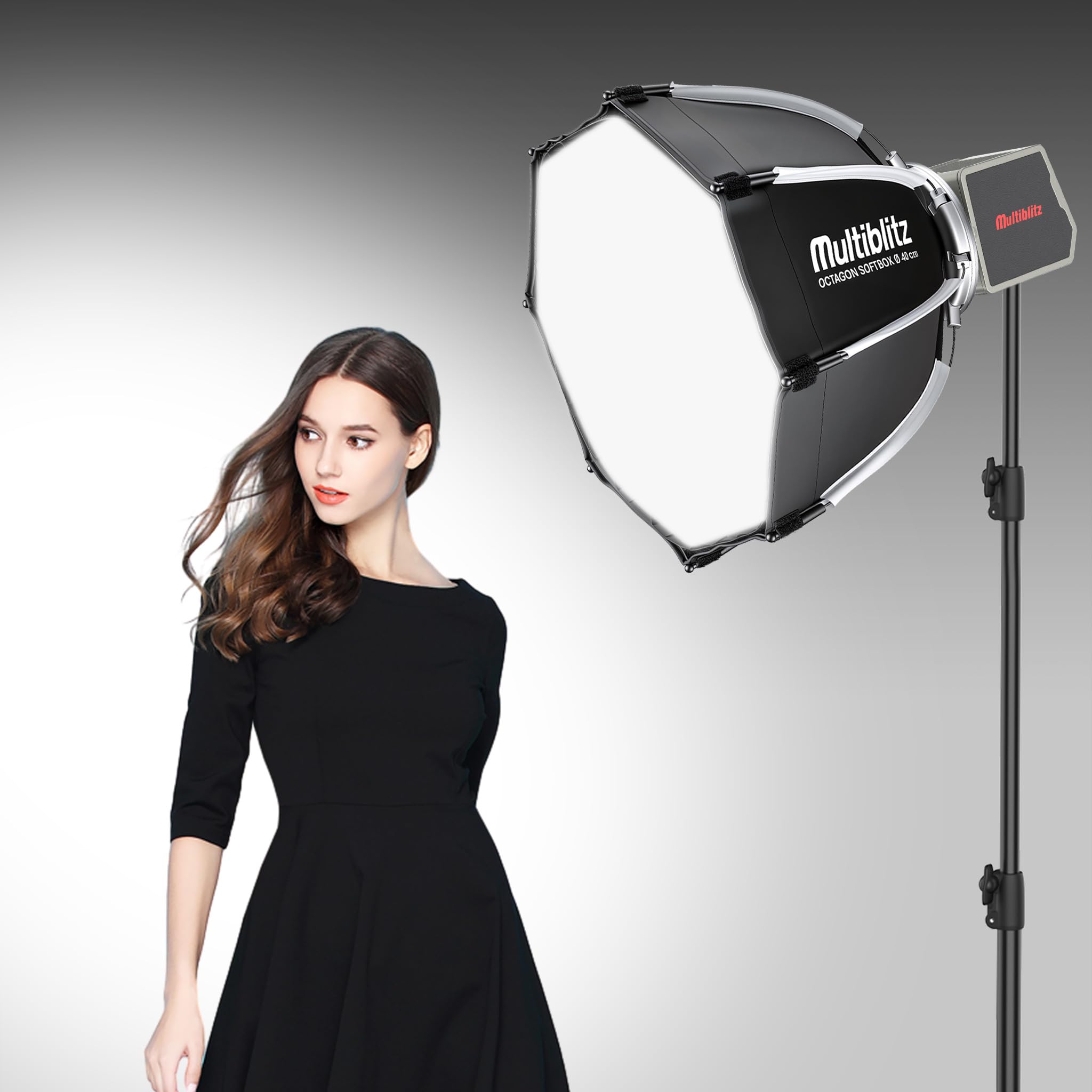 Multiblitz Zestaw z lampą LED MB-PL 60B, statywem oświetleniowym FT-8051 i oktagonalnym softboxem Ø 40 cm
