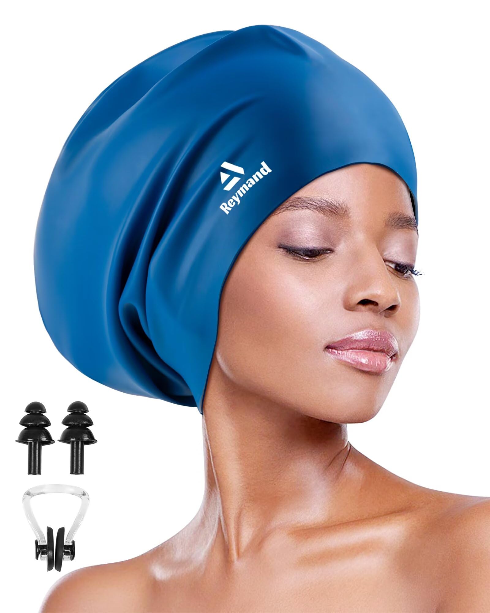 Badekappe für langes, dickes Haar, 3 Größen, Silikon-Badekappen für Dreadlocks, Zöpfe, Weaves, Extensions, Locken und Afros, wasserdichte Badekappen für Erwachsene, für Damen und Herren