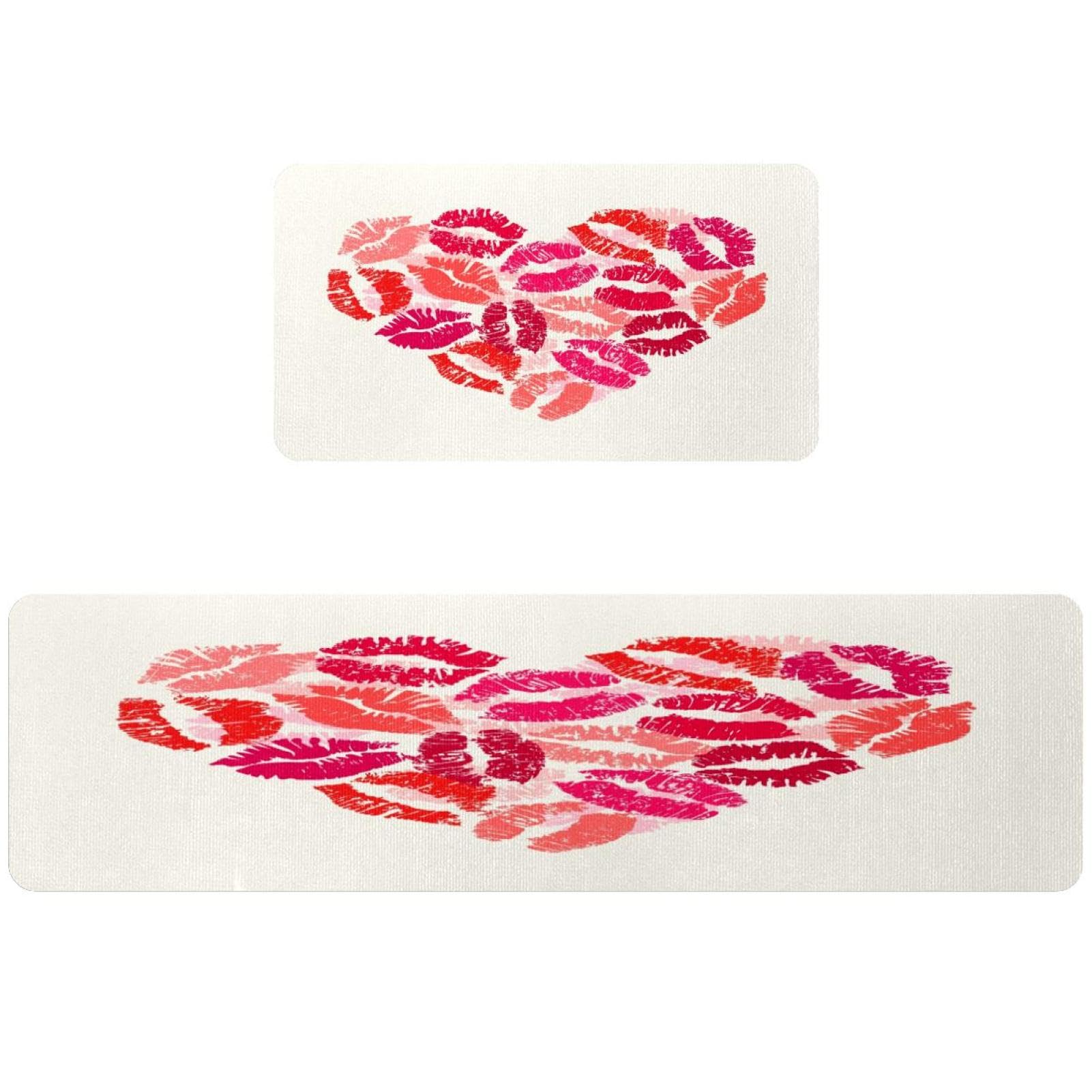 Alfombrillas de cocina antideslizantes VAPOKF con diseño de corazones lavables para el hogar
