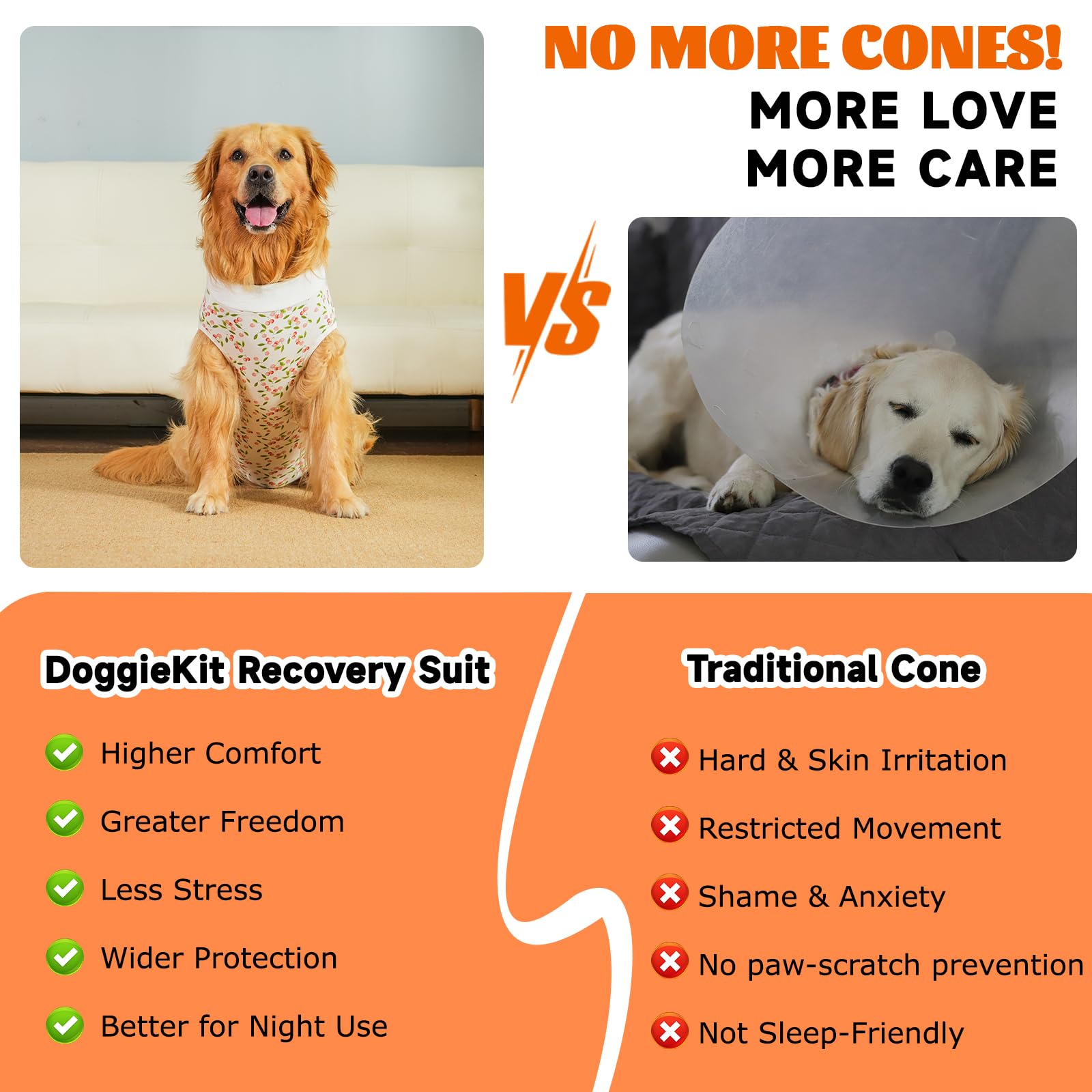DoggieKit Dog Surgery Recovery Suit,Dogs Recovery Suits for Female and Male,Dog Surgical Suit,Surgical Vest for for Small Medium Large Dogs (White-cherry - Image 3
