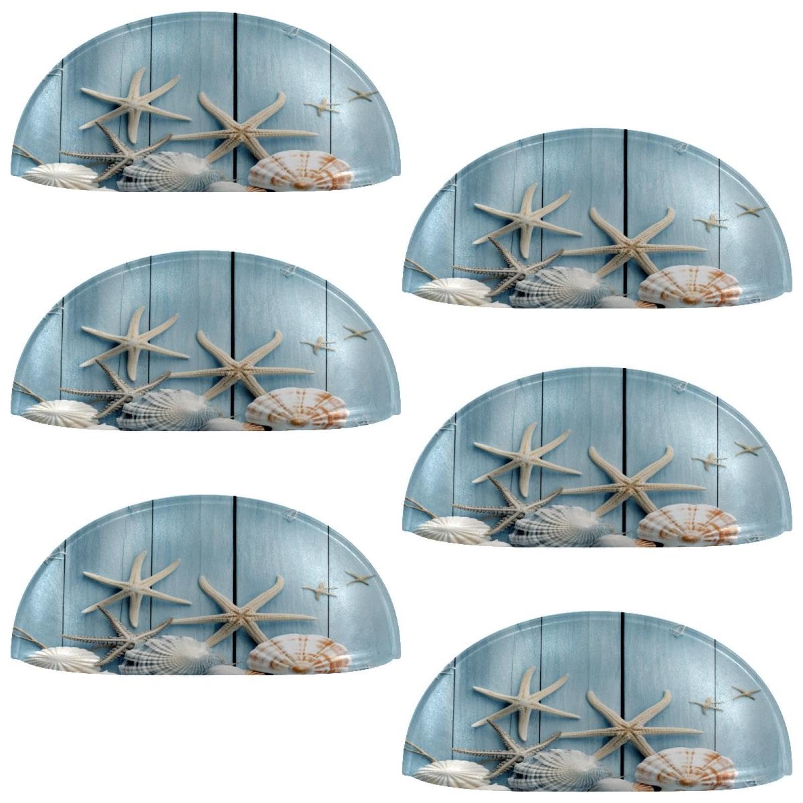 Anna Cowper 6 Pack 2.6" Cabinet Cup Pulls Starfishes Seashells Drawer Pulls Kitchen Hardware Cabinet Handles Drawer Handles Knobs 2.6 inch Hole Center
