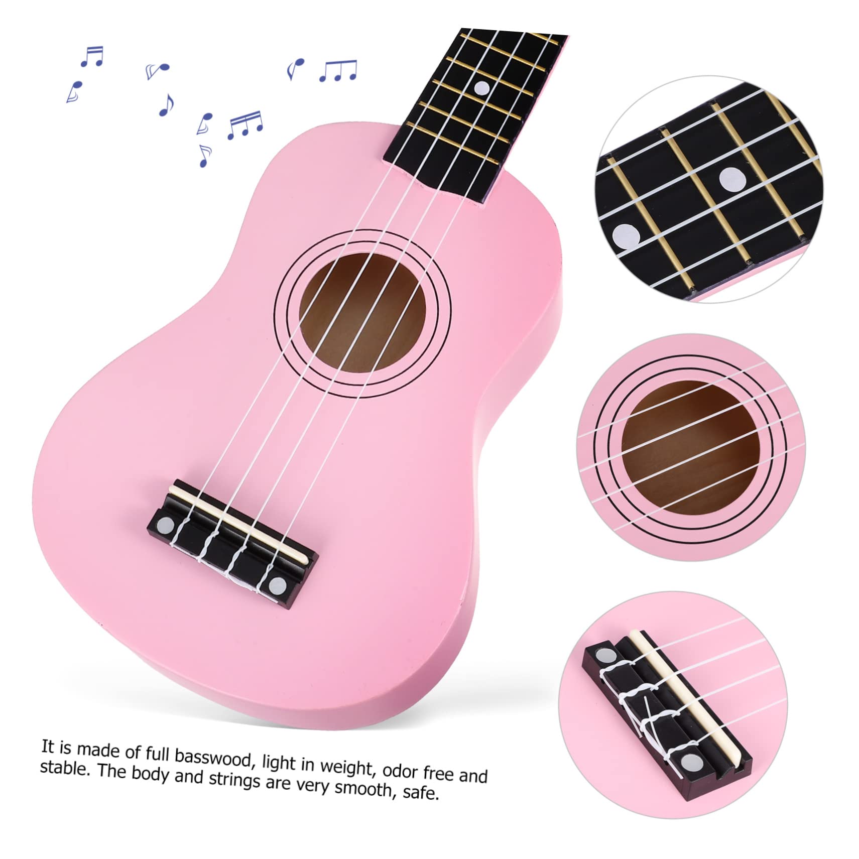 Ukulélé de Tilleul avec Sac Cordes de Rechange et Médiator Instrument Musical pour Garçon Fille et Adultes pour Débutants