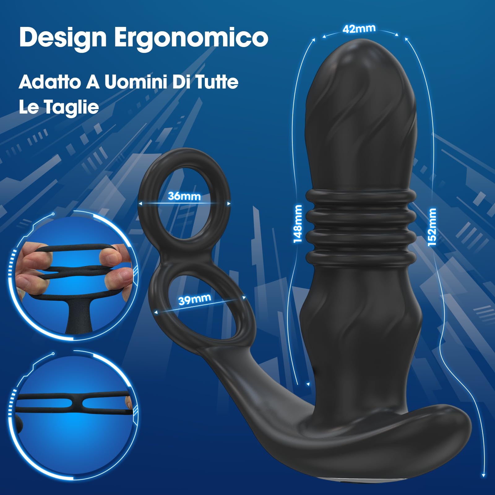 Vibratoreper Uomo Dildo Anale Prostata con Anello per Pene, 3 in1 Plug Anale-dilatatore Uomo Donna Massaggiatore Prostatico 9 Modalità Sexytoys Uomo Sex Toys Sessuali per Uomini Plug Anale Vibrante