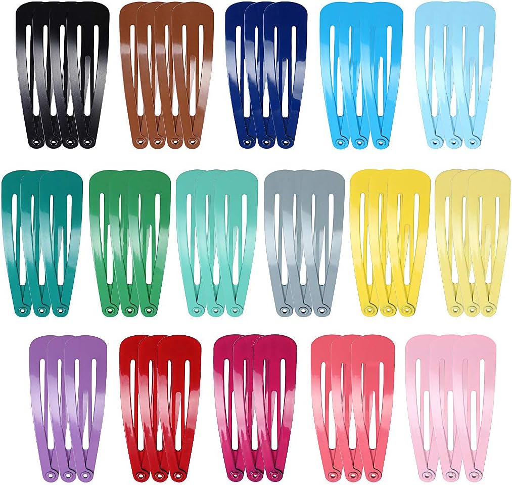 YUFETY 50 Pieces Snap Hair Clips Colorful Metal Barrettes Lovely Drop Shape Candy Color Hairpins For Kids Girls Women Hair Accessories