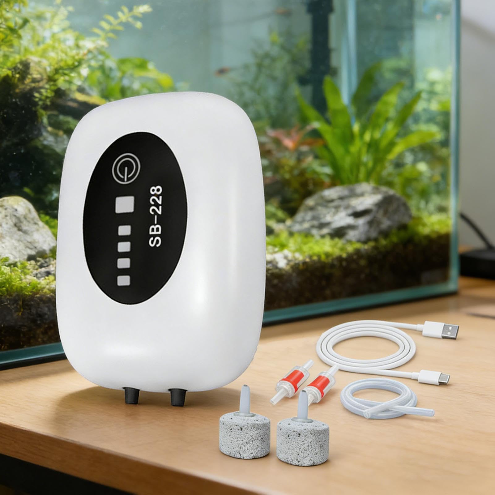 Pompa Ad Aria Per Acquario Aeratore Silenzioso Portatile Ricaricabile A 2 | Pompa Ad Aria Silenziosa Per Acquario Piante Vive Acqua Esterno Interno Stagno Fontana Acqua Salata