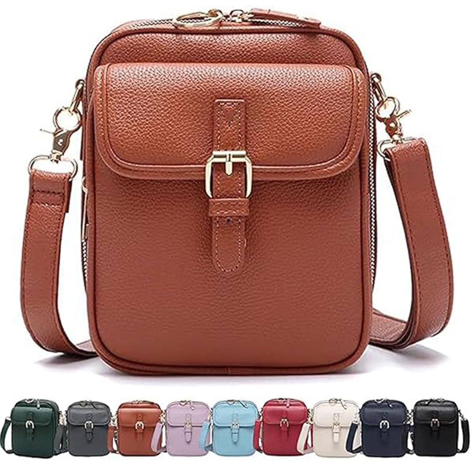 Leather Crossbody Bag for Women,Anti-Theft Messenger Bag with Large Capacity,Built-in Purse Card Slots Shoulder Sling Bag