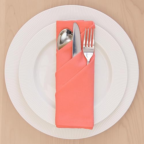 Miniatura 10 de Encasa - Servilletas de tela de algodón, juego de 6, tamaño 17 x 17 pulgadas, color azul hielo, lavables a máquina