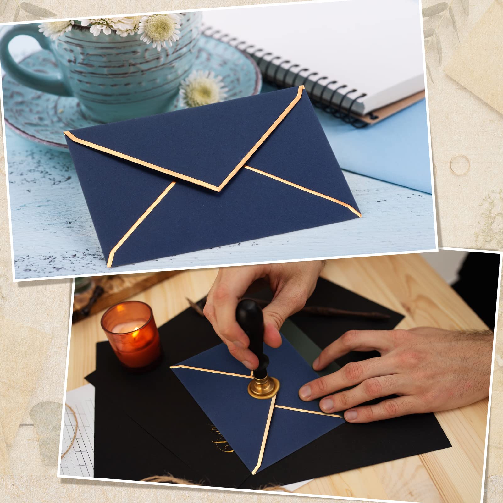 5x7 Invitation Envelopes 100 Pack A7 Envelopes With Gold Border - 5x7 V  Flap Invitation Envelopes Ice White A7 Envelopes With Gold Foil, image size:1600x1600