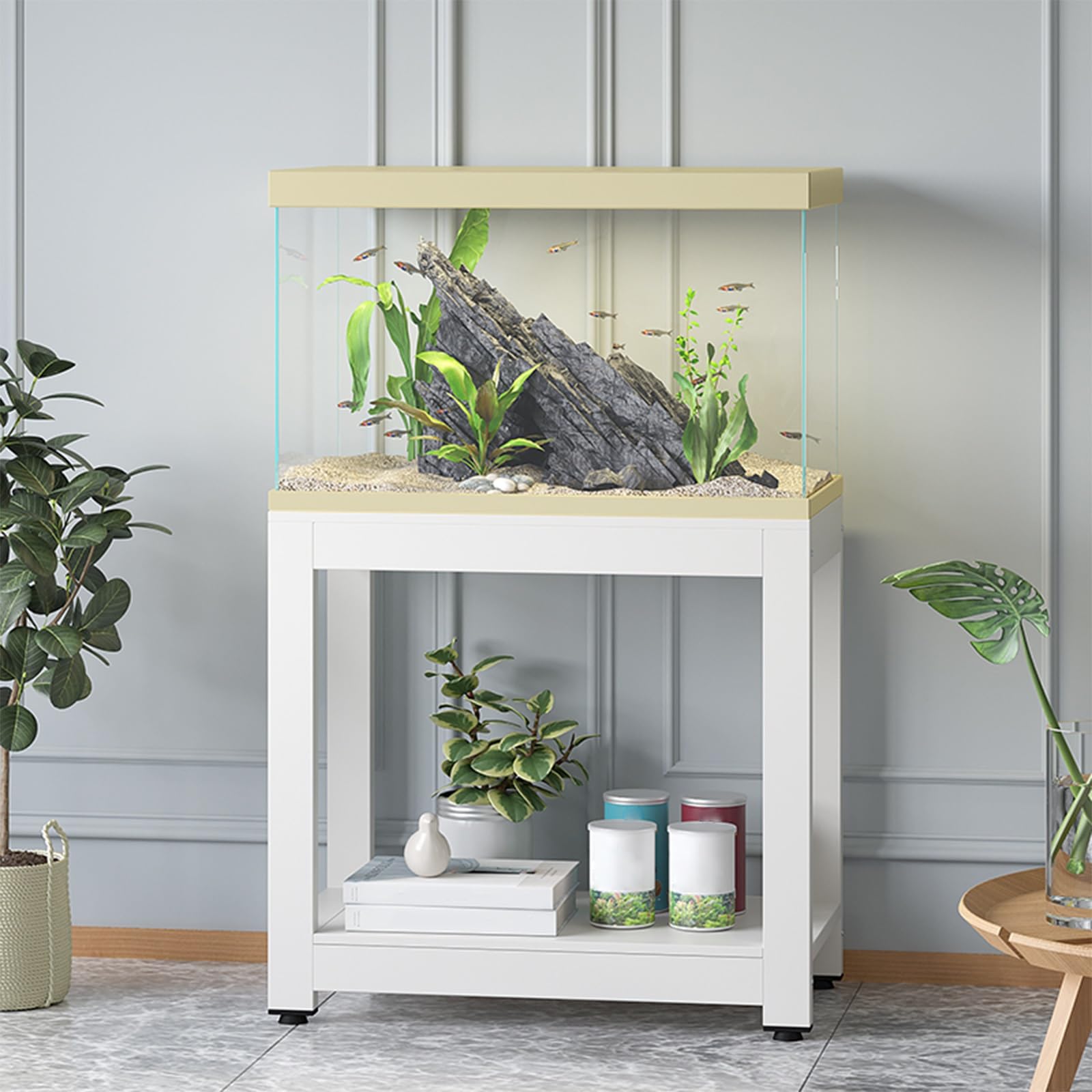 GMBAYUE Fish Tank Stand - 2-Tier Bracket Shelf, Metal Aquarium Stand, Heavy-Duty Load-Bearing Rack for Home Storage, Cabinet nizer, Tank Not Included(60x45cm/23.6x17.7in)