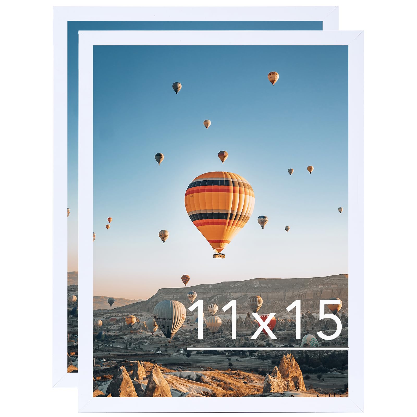 JCJMY 11x15 White Picture Frame Set of 2, Horizontal and Vertical Formats for Wall Hanging