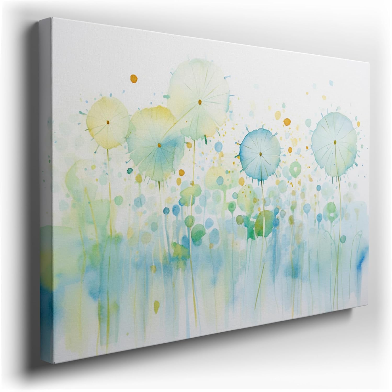 Canvas for Living room. Blooms in Hues of Dreams: A Watercolor Dance of Blue and Yellow Elegance, 27 x 18 inch Canvas Wall Art - Contemporary Masterpieces - Modern Home Decor - 91x61 cm (36x24 inch)