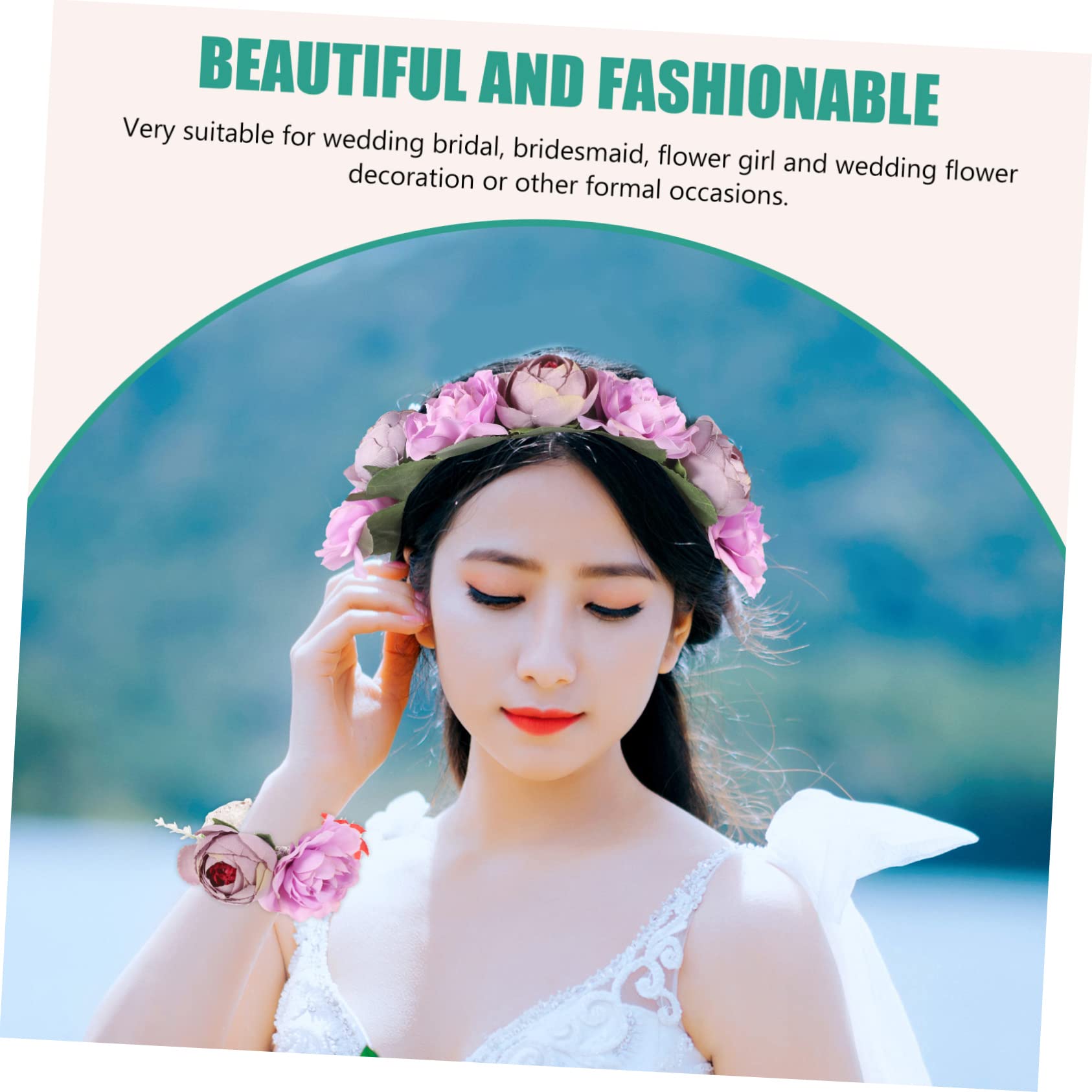 Didiseaon 4 Set fascia per ghirlanda fascia rosa ghirlanda floreale per accessori acconciature sposa accessori per acconciature sposa Tiara fiore del corpetto floreale tessuto