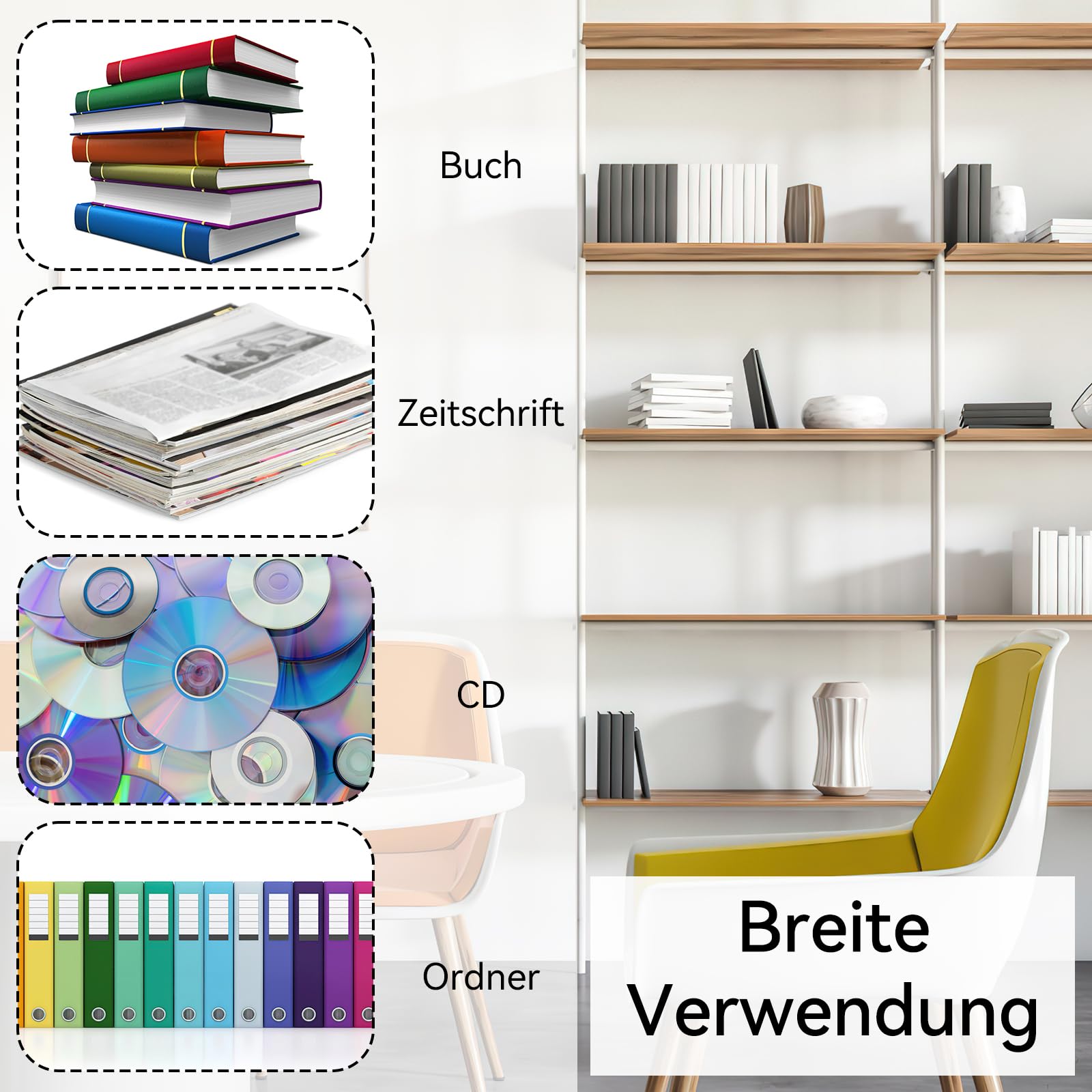 Buchstütze Acryl, 2er Pack, 100 x 100 x 130mm, Buchstützen Acryl, Transparent Bücherhalter für Bücher, Bücher Halterung Regal für Kinder,Schule,Bibliothek,Bookends für Magazine und DVDs Organzier
