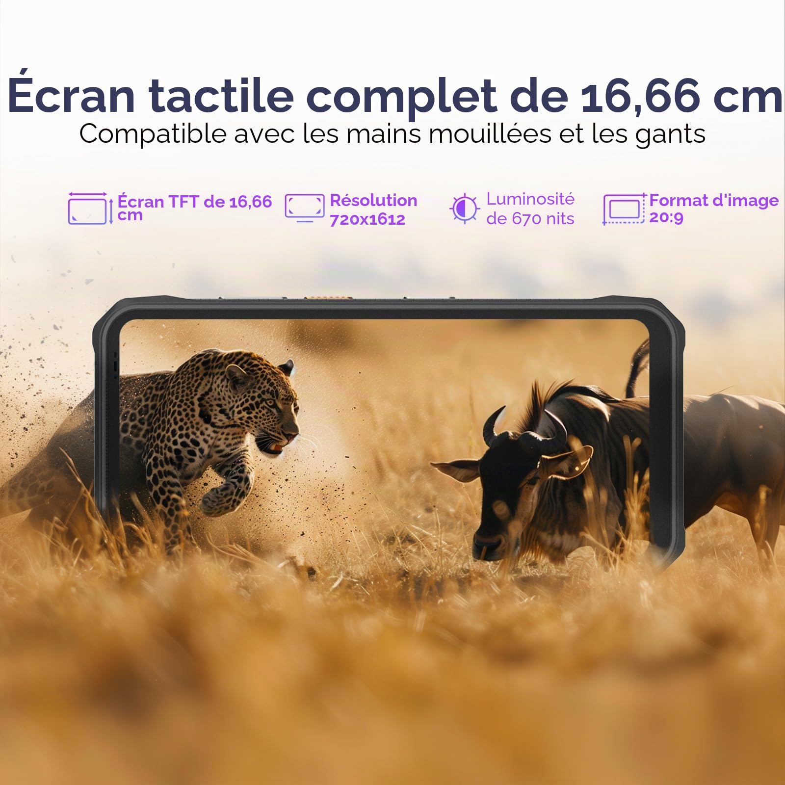 H68T Lecteur de Code Barre Android 14 PDA 4G LTE - Scanner 2D Zebra SE4710, Écran 6,6 Pouces, IP68 Robuste Ordinateur Portable pour Gestion de Stock, Logistique et Inventaire