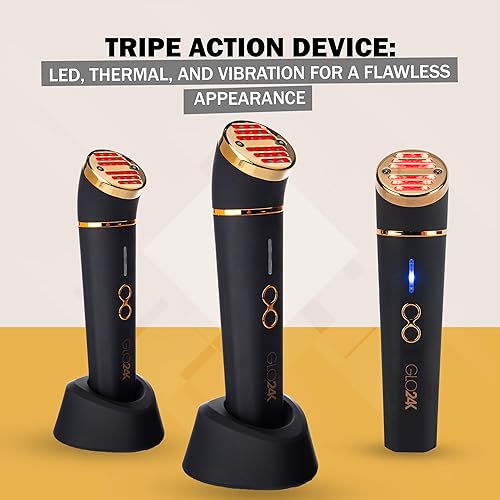 Miniatura 2 de GLO24K - Dispositivo de belleza de luz roja para cara y cuello, masajeador facial y cuello 3 en 1 con triple LED y tecnología de vibración avanzada