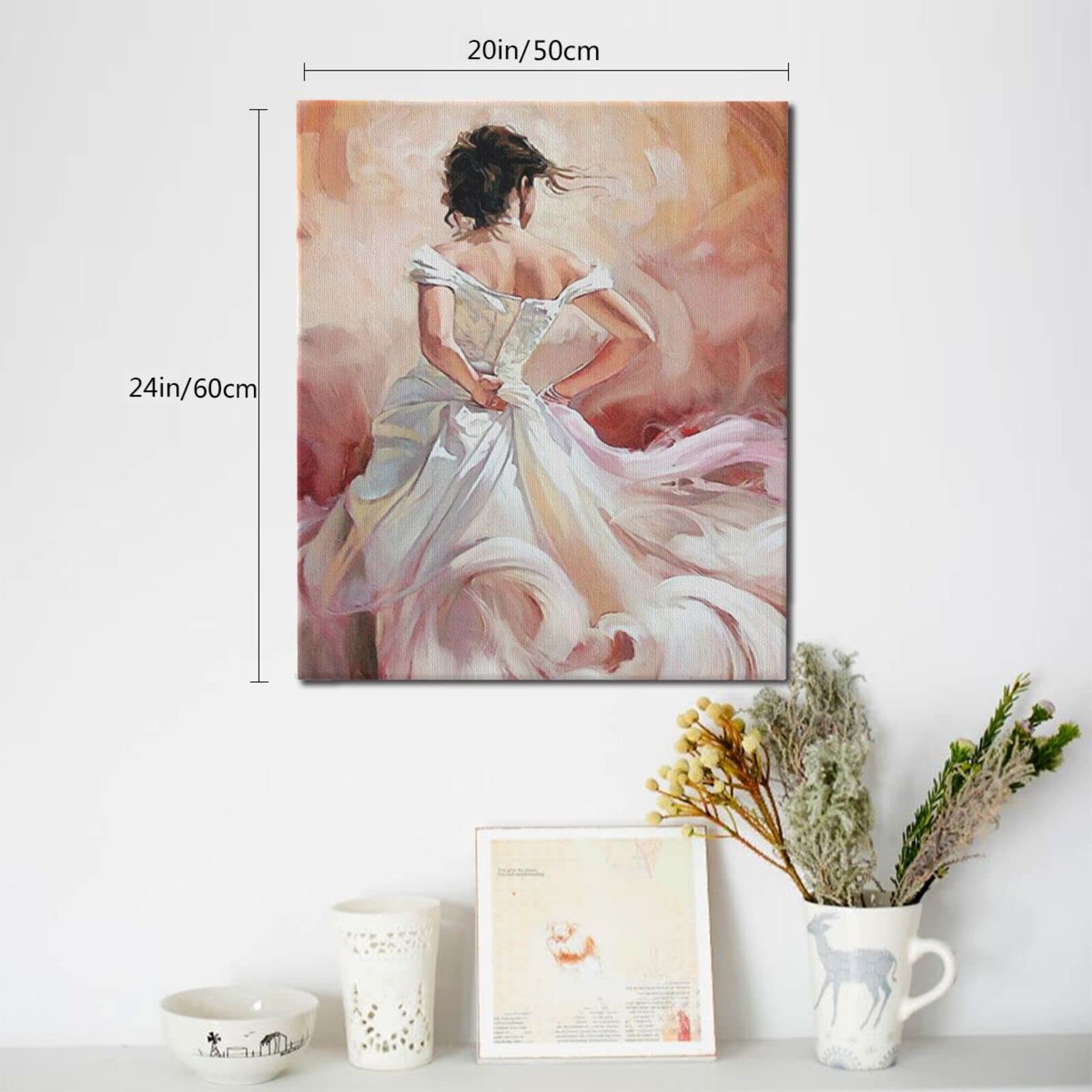 Amazon.co.jp: フレーム無し絵画 女性 ウェディングドレス 掛け物