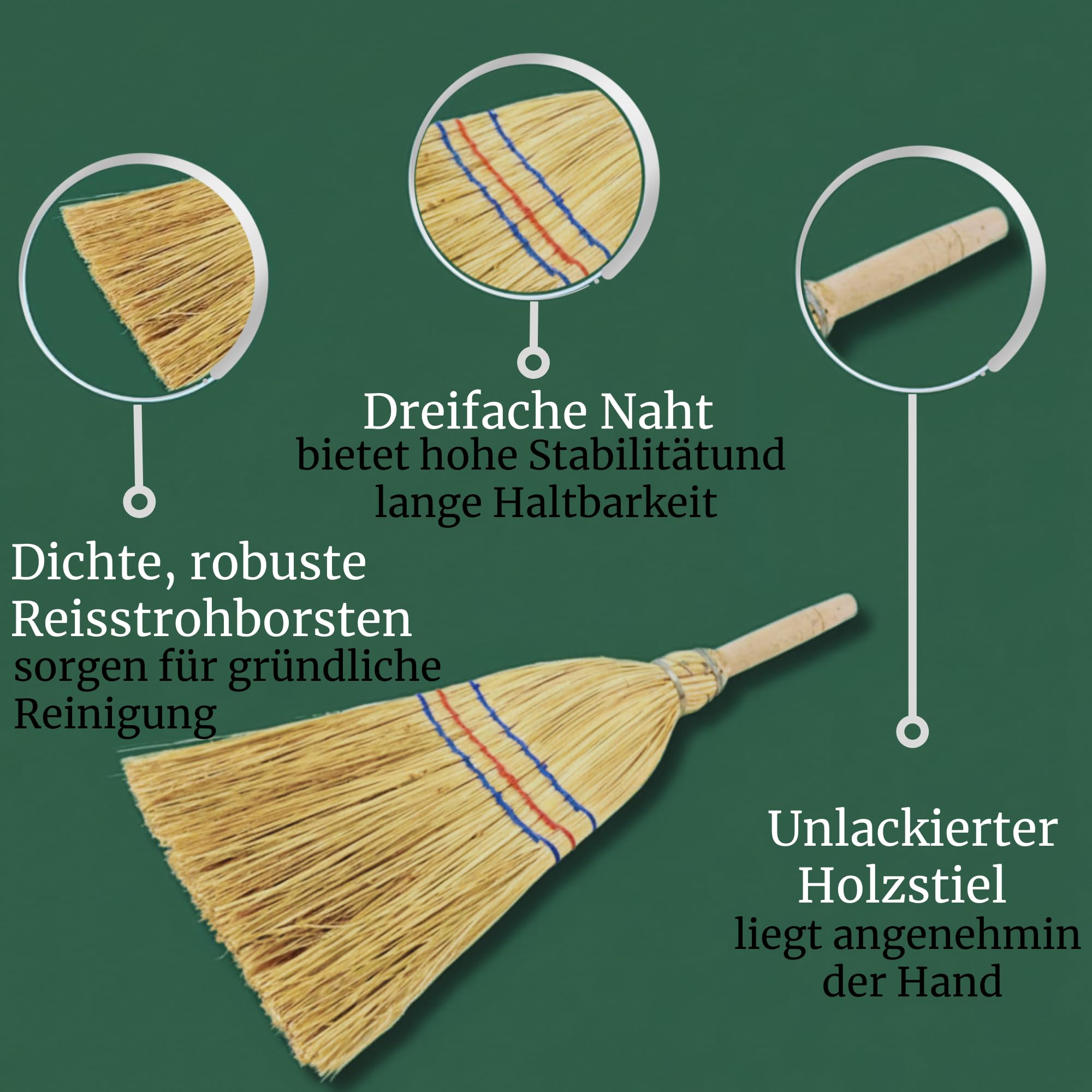 Tentbezem - Rijststro - 109 cm - Een klassieke bezem. Heeft een houten
