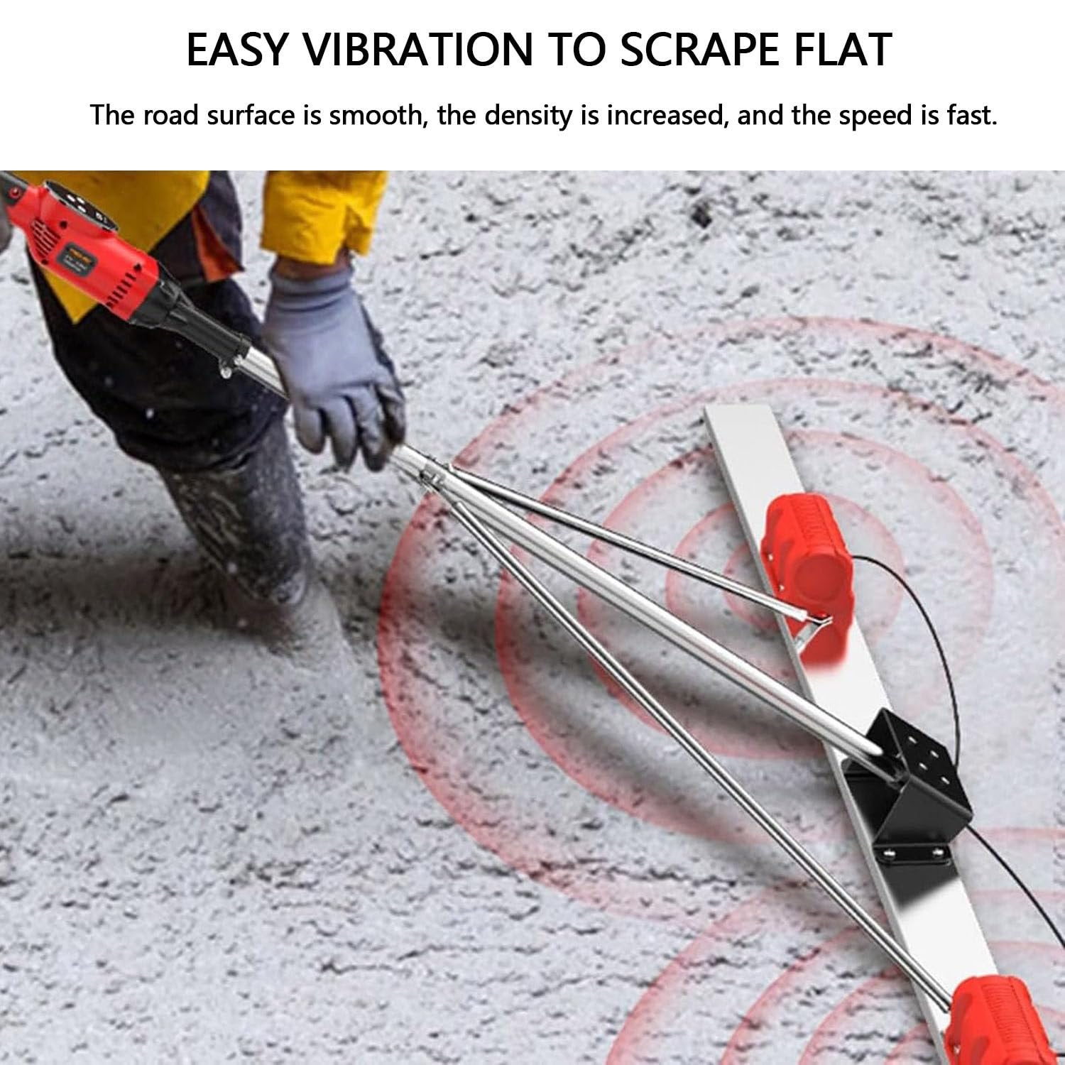 Kit vibrante per massetto in calcestruzzo, strumento di finitura da 1,5 m con batteria da 6000 mAh per livellamento e vibrazione efficienti del cemento