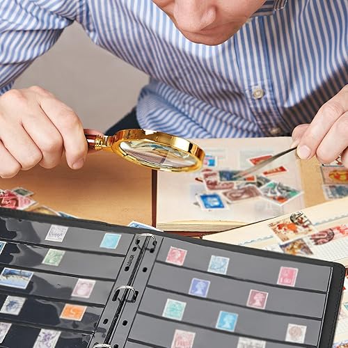 Miniatura 5 de 30 piezas de suministros para coleccionar sellos hojas de álbum con fundas estándar de 9 agujeros (6 filas)