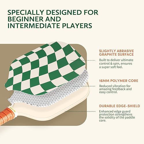 Vista 68 de Juego de 2/4 palas de pickleball aprobadas por USAPA, raqueta de pickleball de grafito/fibra de vidrio, 2 raquetas de pickleball, 4 bolas y 1 bolsa