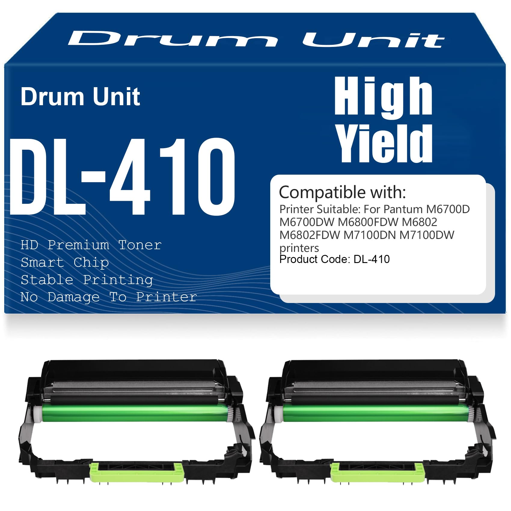 Unità tamburo di imaging compatibile DL-410 per Pantum M6700D M6700DW M6800FDW M6802 M6802FDW M7100DN M7100DW Stampanti,2PC-Black