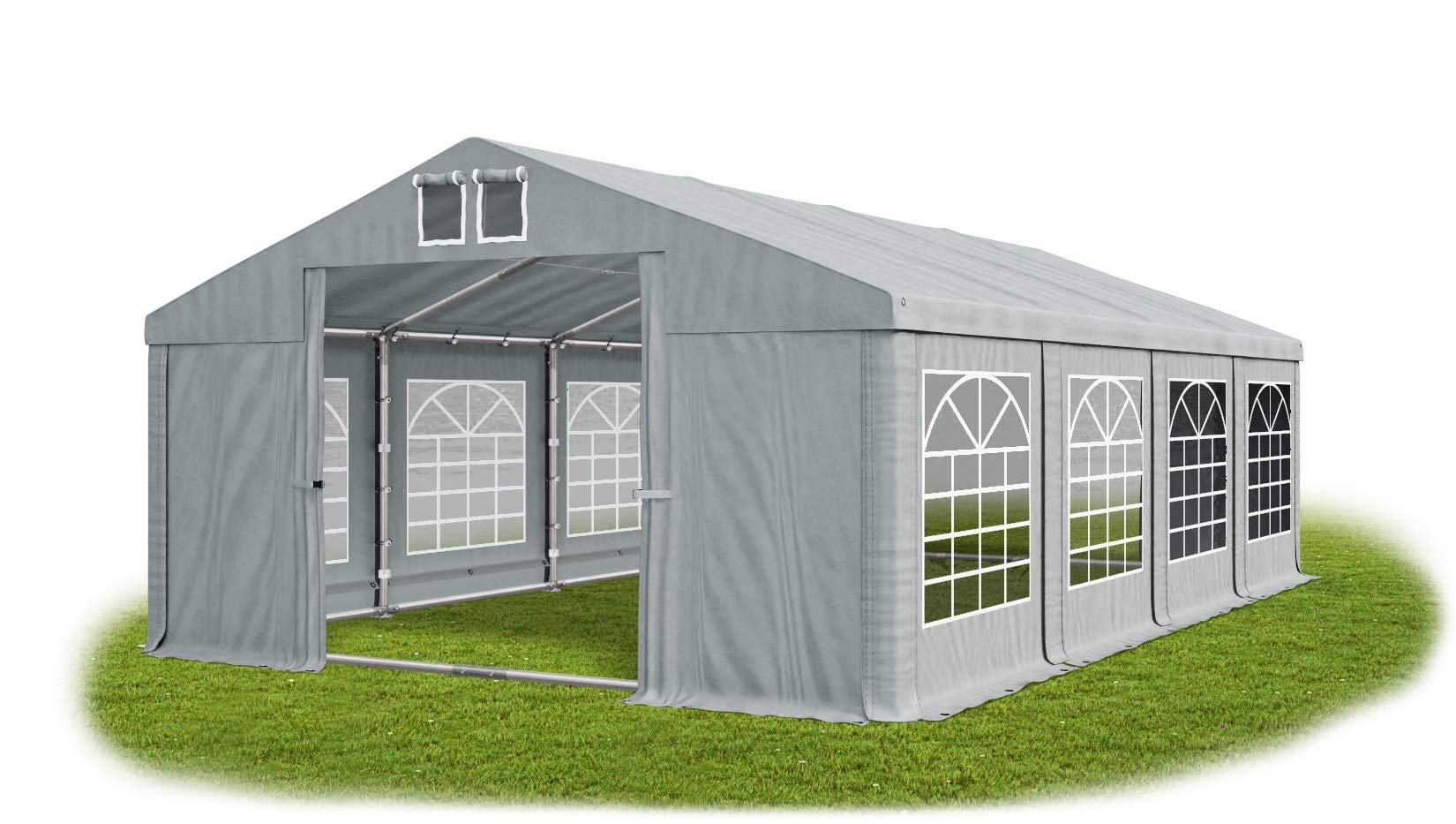 Partyzelt 6x8m wasserdicht grau mit Bodenrahmen 560g/m² PVC Plane Solide Festzelt Gartenzelt Summer Floor SD