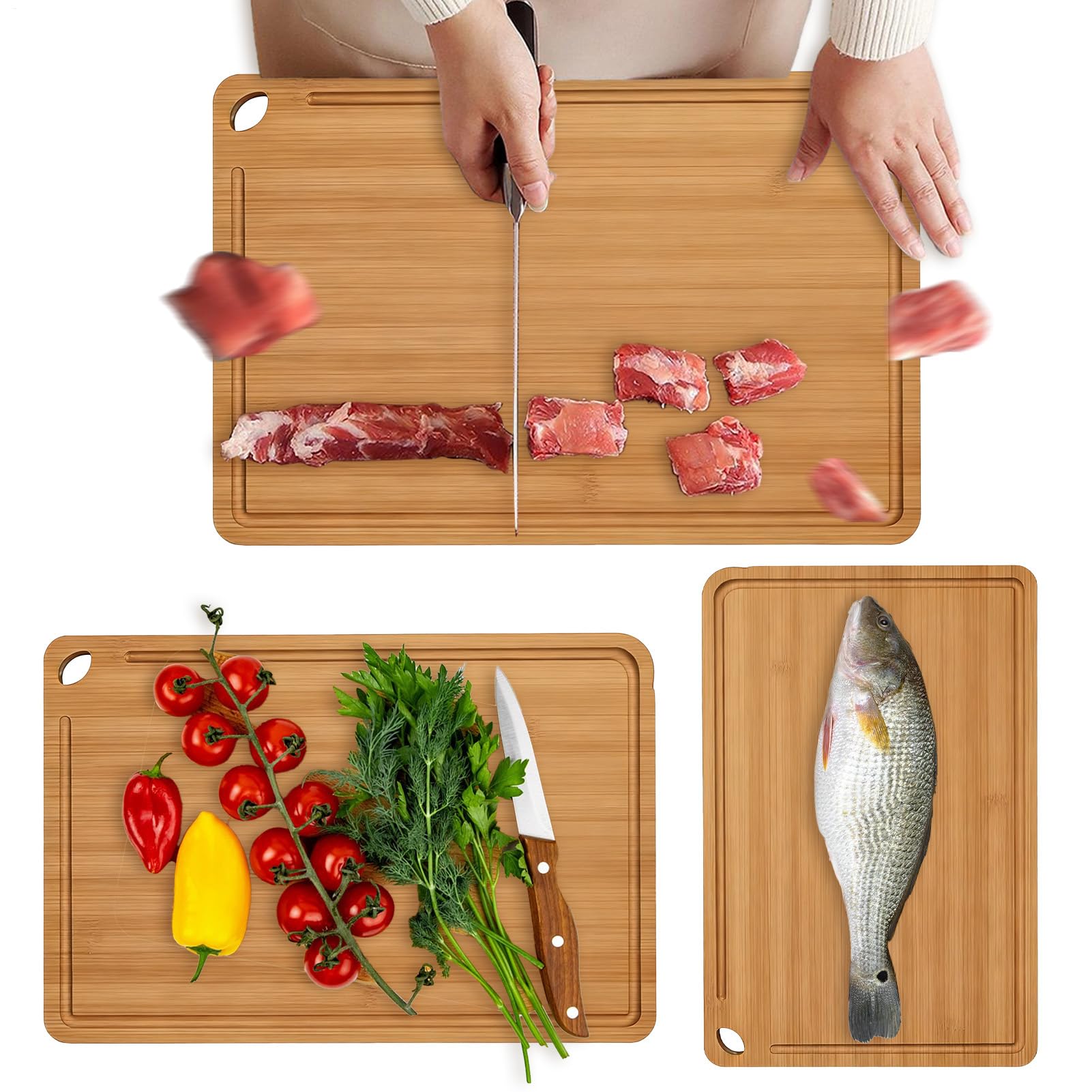 Tagliere in legno: tagliere antiscivolo per la preparazione dei cibi, tappetino da taglio facile da pulire, utensile da cucina versatile, accessorio da cucina versatile per la casa e il resto