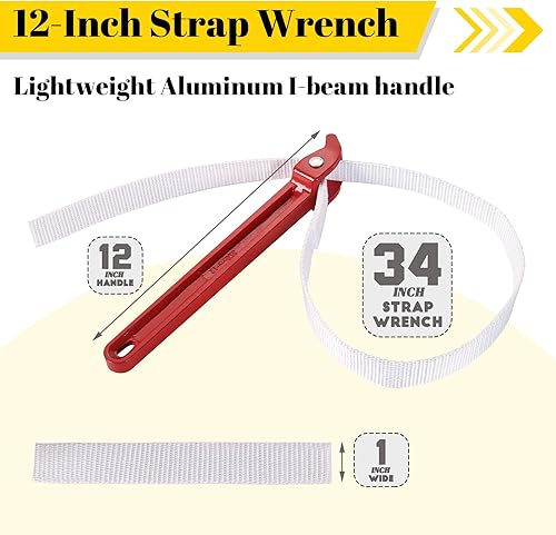 Miniatura 2 de Llave de correa de 12 pulgadas  Llave ajustable de tubo de nailon resistente para extracción de plomería y filtro de aceite