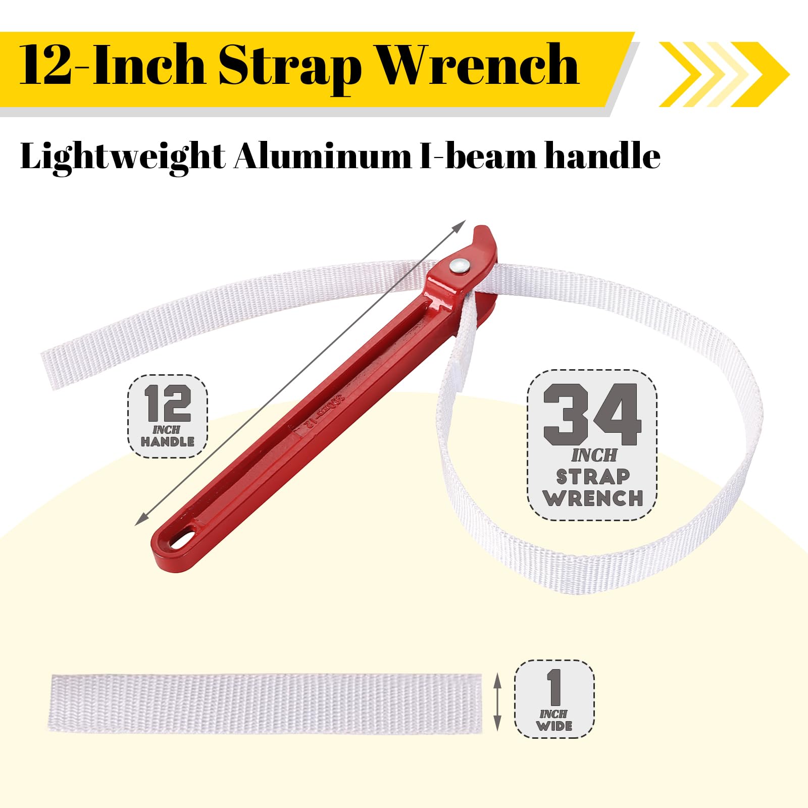 Acymner 12 Inch Strap Wrench | Heavy Duty Nylon Pipe Adjustable Wrench for Plumbing and Oil Filter Removal
