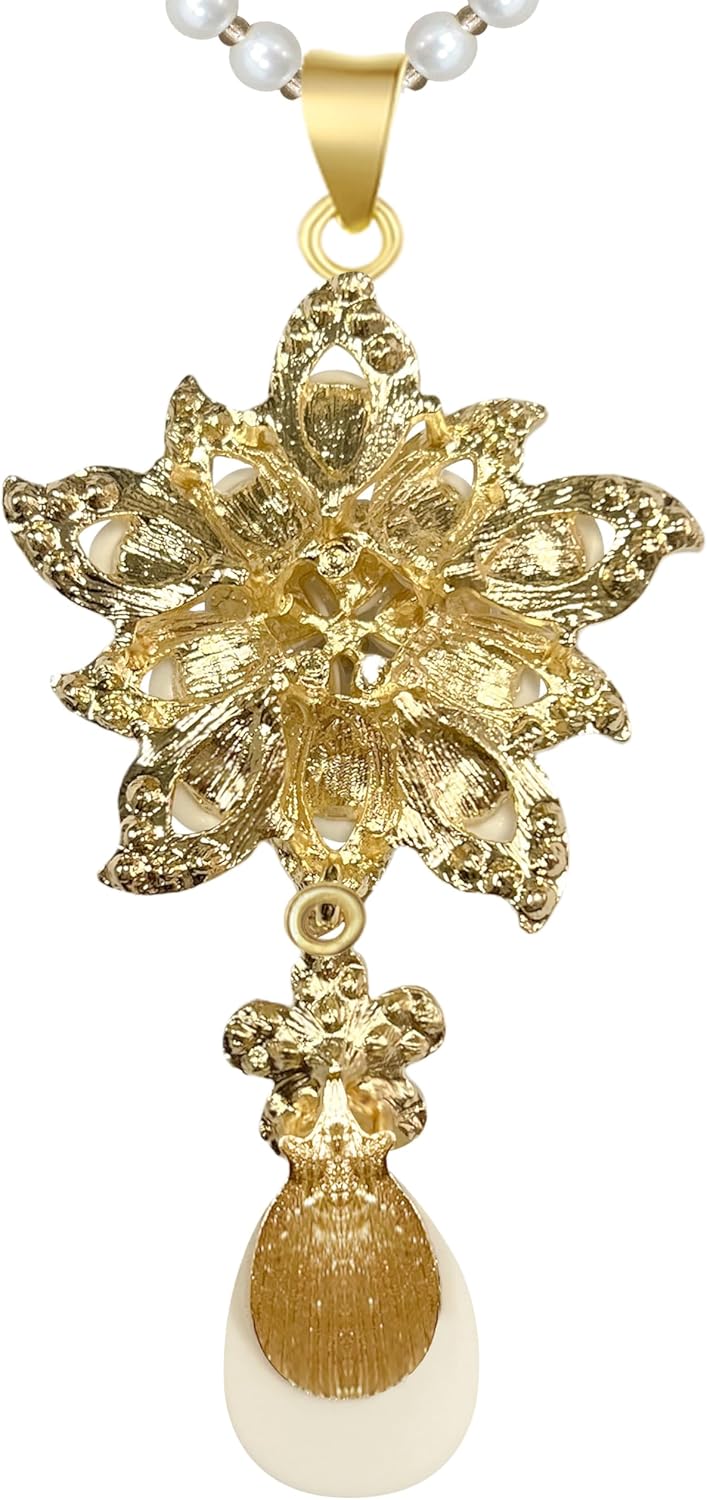 Crystal Flower Pendant Necklace Suitable For Women's Gifts Fashionable Bead Necklace Exquisite Flower Jewelry Collar Jewelry Suitable For Women To Wear