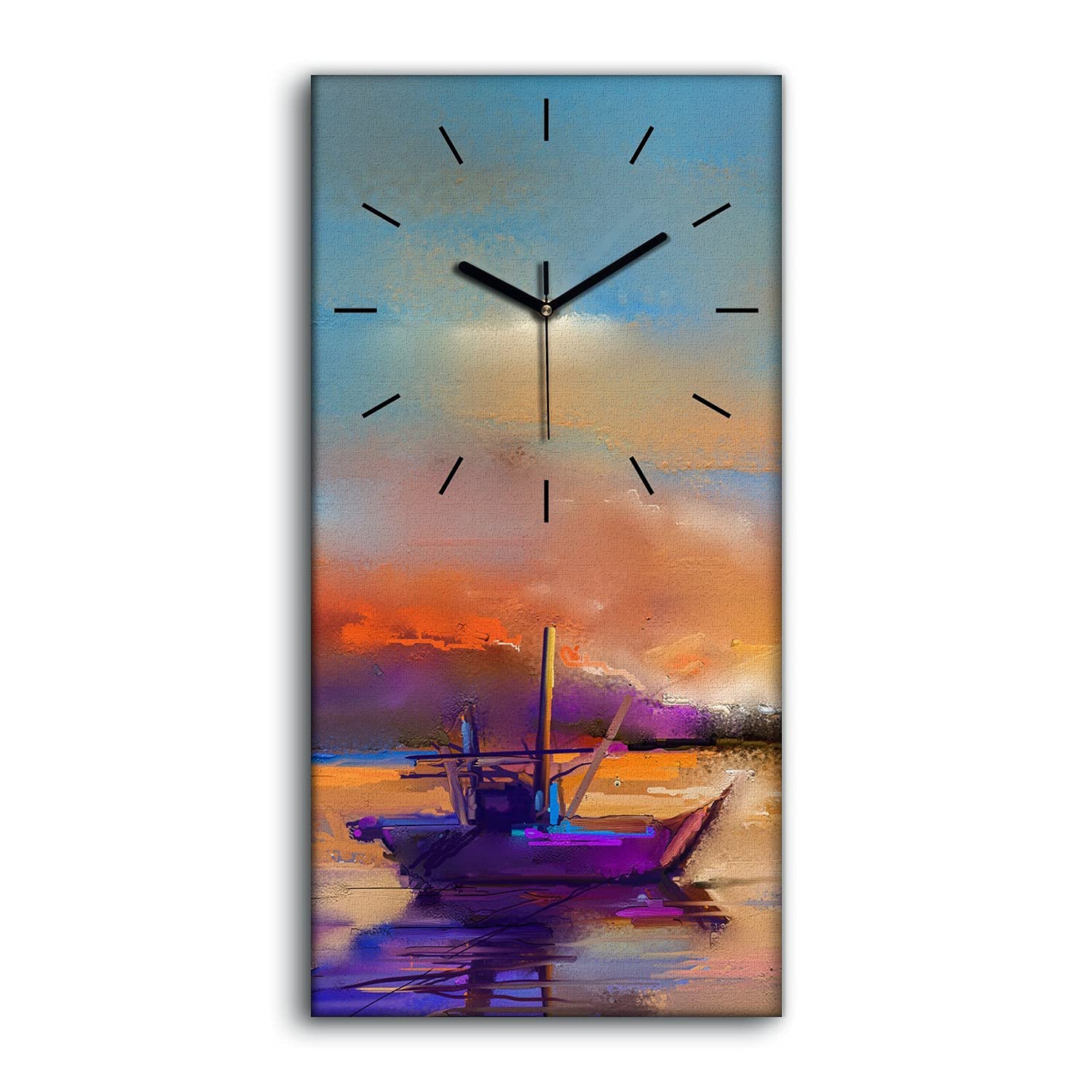 Horloge murale de salon 30x60 cm style aquarelle marine pour chambre zen