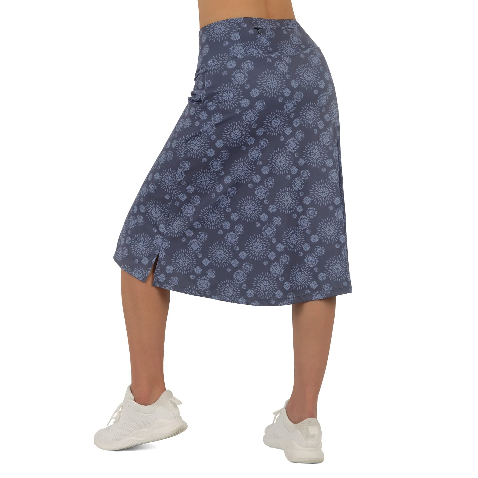 beroy Jupe-Short Longueur Genou pour Femme de 61 cm avec 3 Poches – Jupe Longue Taille de Sport décontractée Modeste, Gris, Taille L