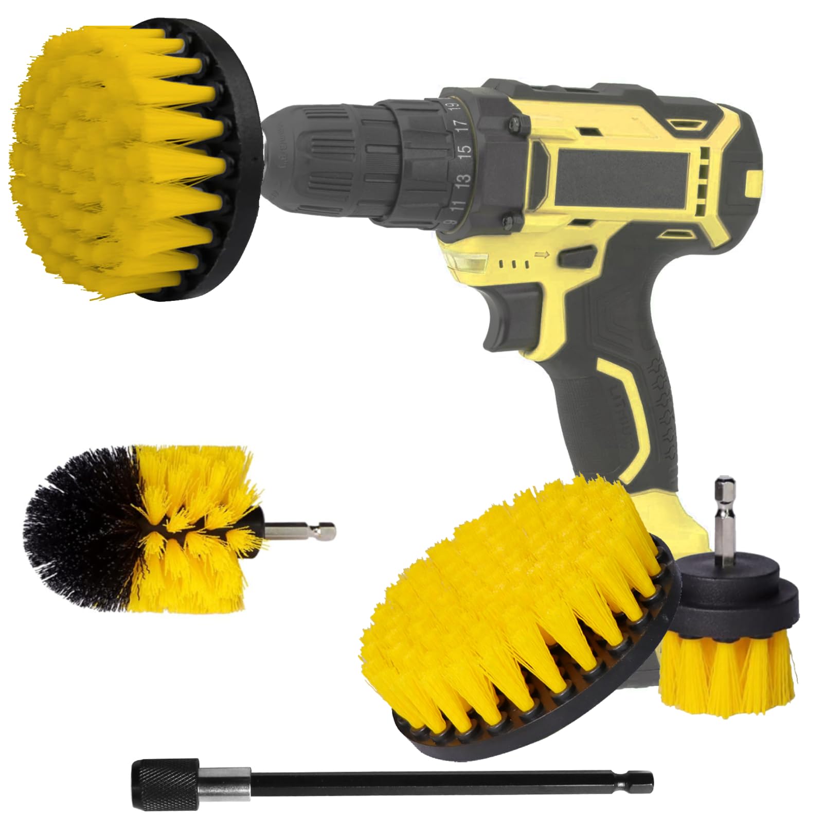 4 Piece Drill Brush Attachment Set-Drill Brush Cleaning Brushes Set Power Scrubber Cleaning Kit for Grout Shower Tub Tiles Corners Bathroom and Kitchen Surface (4)