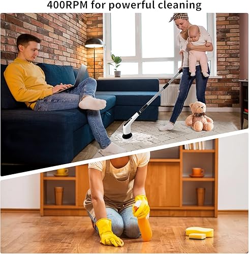 Miniatura 3 de Limpiador eléctrico giratorio, limpiador de ducha inalámbrico para limpieza con 7 cabezales de cepillo de limpieza multiusos, limpiador de baño con