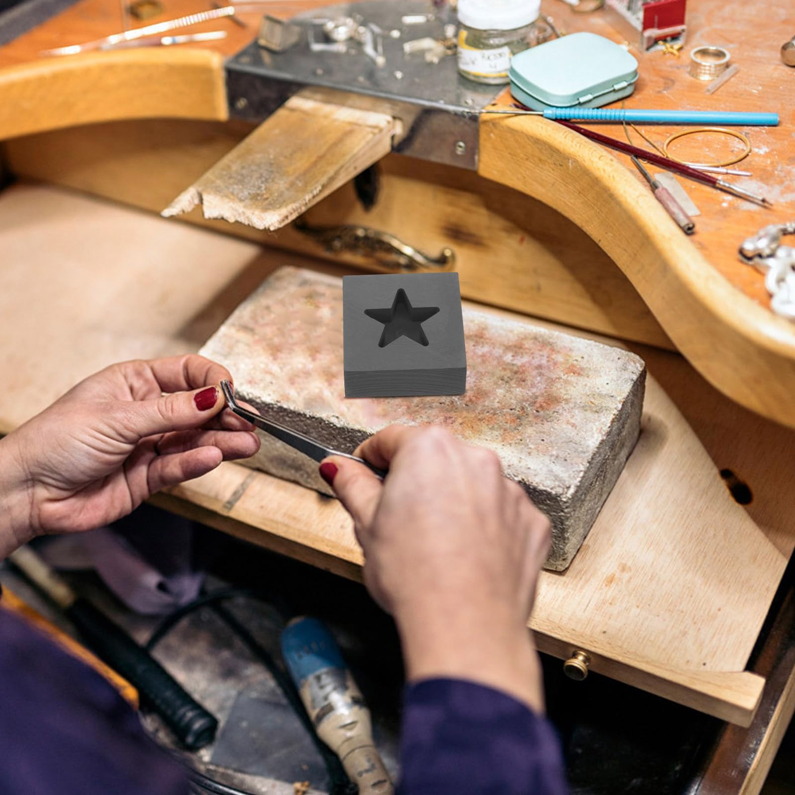 STOBAZA Stampo in Grafite Forma di Stella Punte per Fusione Resistente e Antiaderente per Metalli Preziosi e Progetti di Fusioni Artigianali
