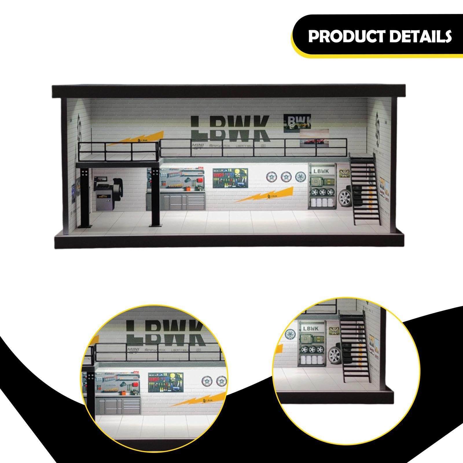 Milageto Vitrine für 1/64-Modellautos aus Metallguss, Aufbewahrungsmöglichkeit für Modellautos, Schutz für die Vitrine, Tischdekoration, Miniaturszene, Style A