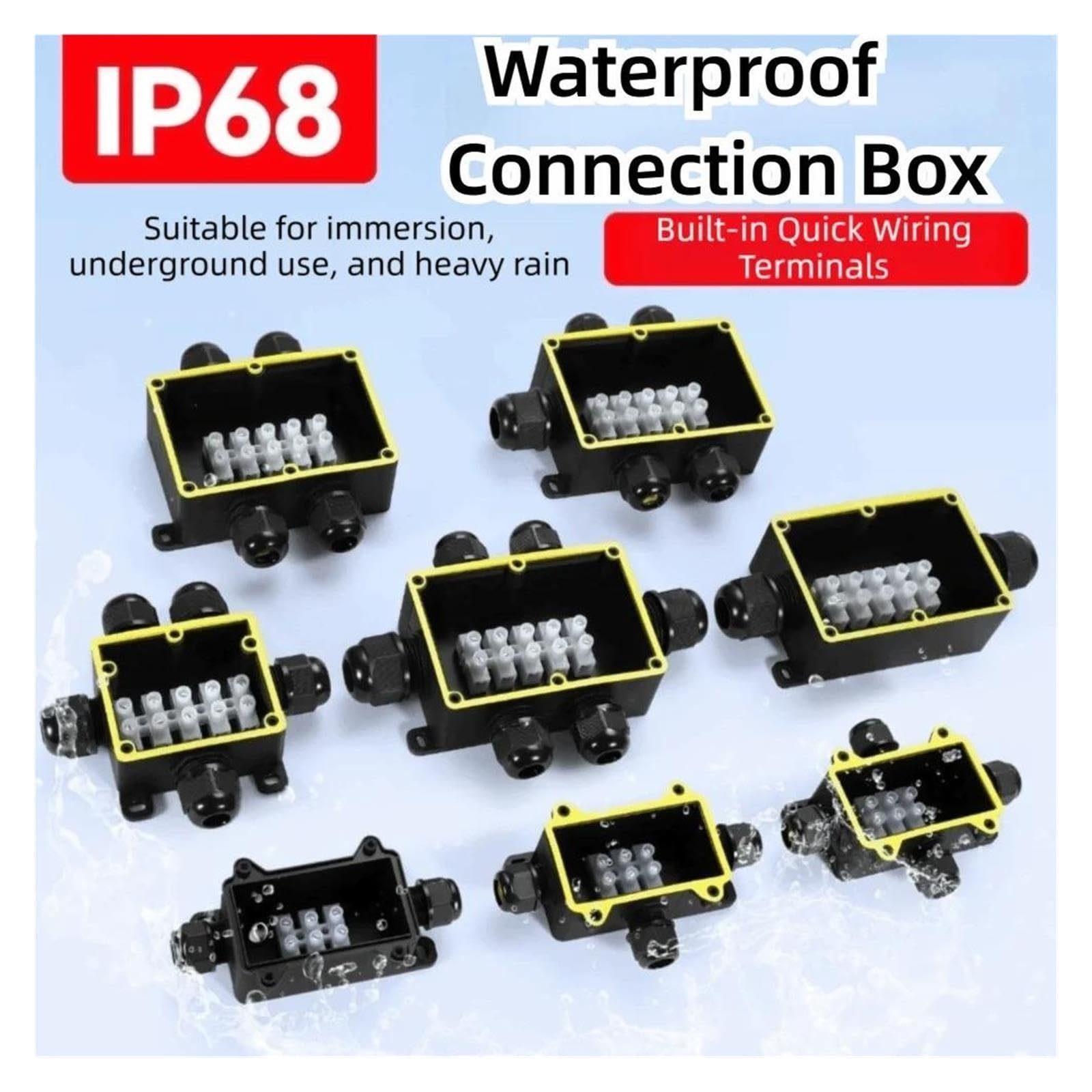 Scatola di giunzione impermeabile for esterni con grado di protezione IP68